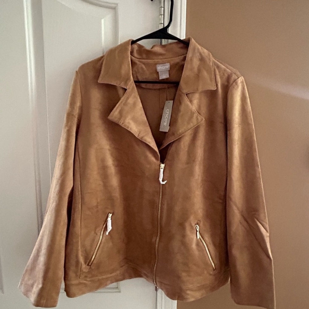 Chicos Brand Vegan Suede Moto Jacket